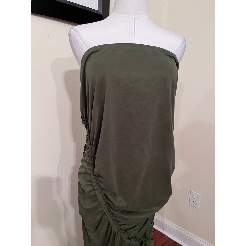 Celandine Gabbie Olive Green Ruched Strapless Maxi Dress Plus Size 3X Gown - Picture 7 of 9